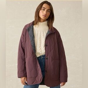 NWT Faherty Women’s Horizon Series Quilted Jacket Coat L/XL Huckleberry
